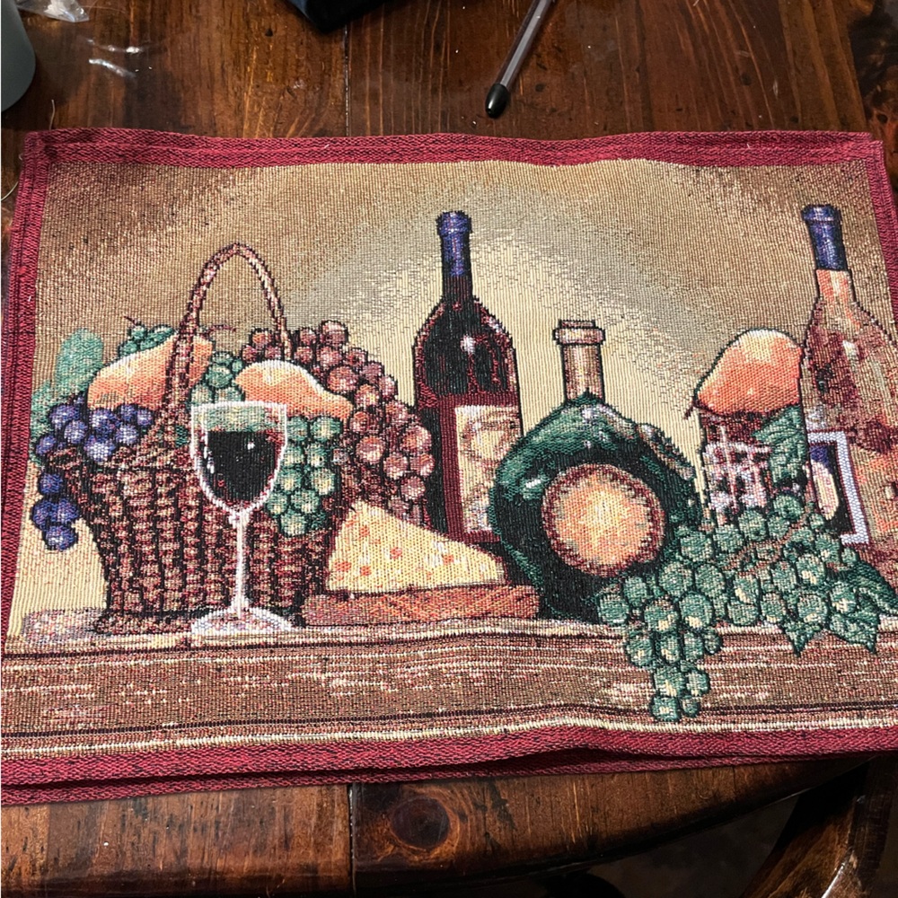 Wine and Cheese Tapestry placemats